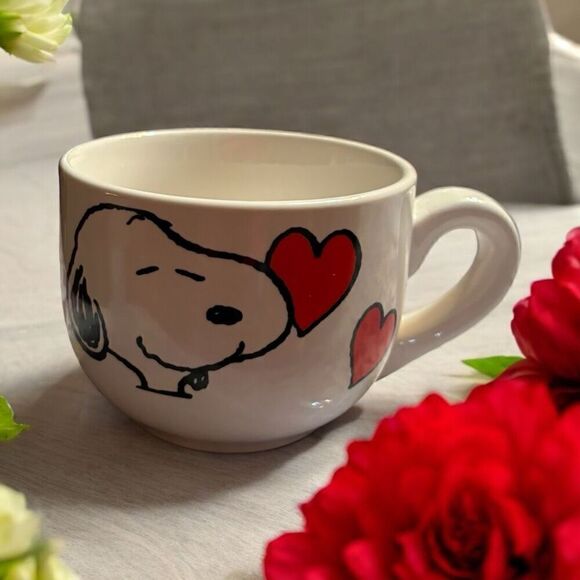 Peanuts Snoopy Woodstock Dream Hearts Oversize Coffee Cup Large Cartoon Mug EUC - Picture 1 of 5